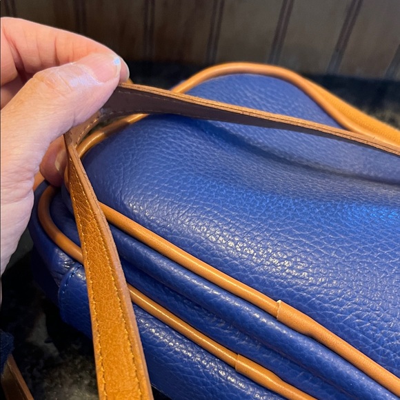 Valentina Leather from Italy 🇮🇹 Blue and Tan Crossbody Bag - Picture 7 of 9